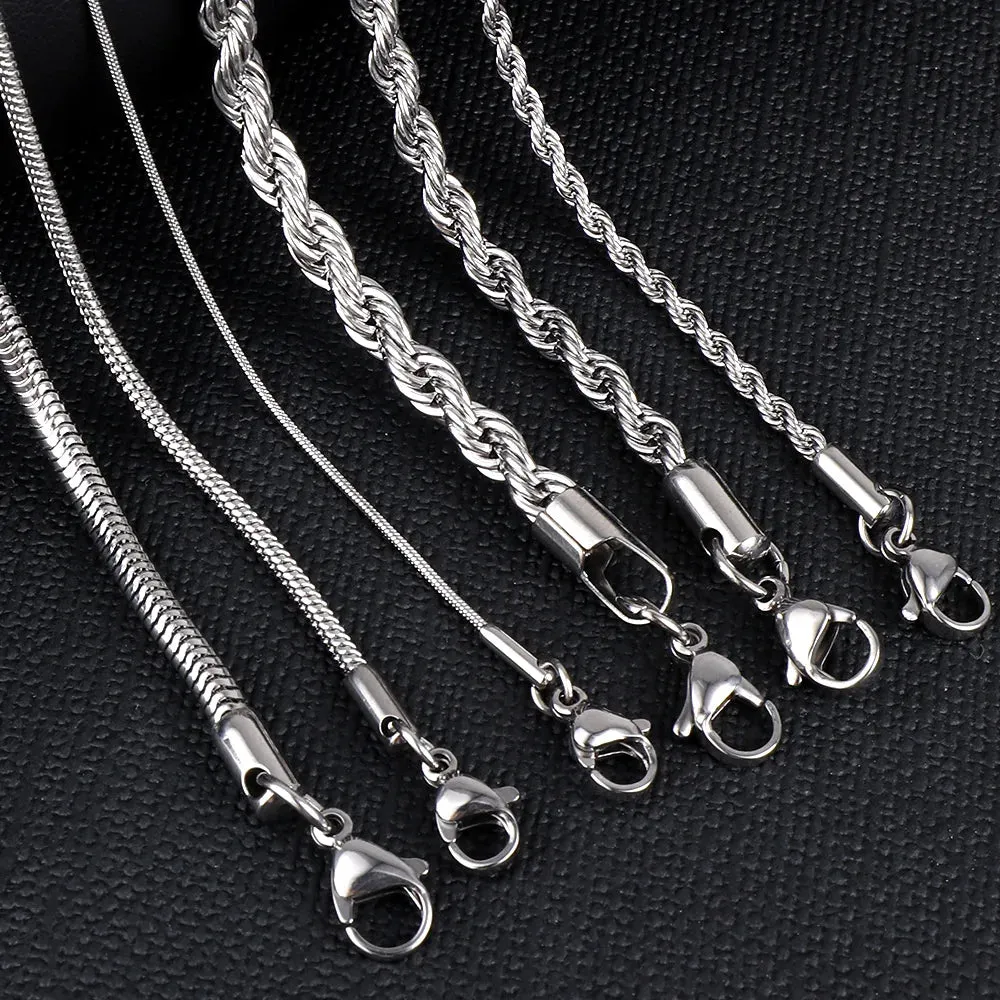 ASON Inoxidable Gold Color Chains 1-5mm Stainless Steel Snake Chains Necklace Twist Rope Jewelry Women Long Chains Accessories