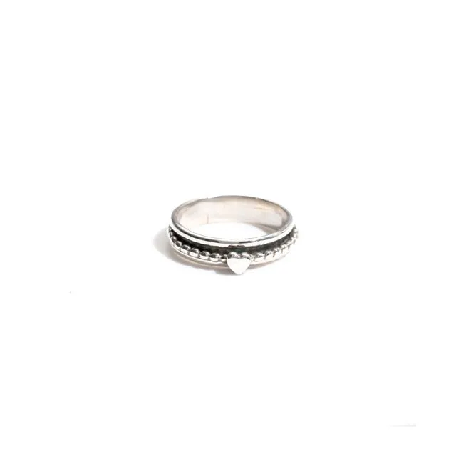 Beaded Heart Fluid | 925 Silver Ring for Women & Men