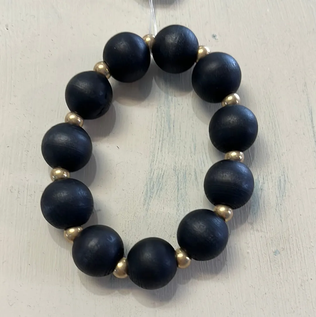 Beaded stretch bracelets-wood