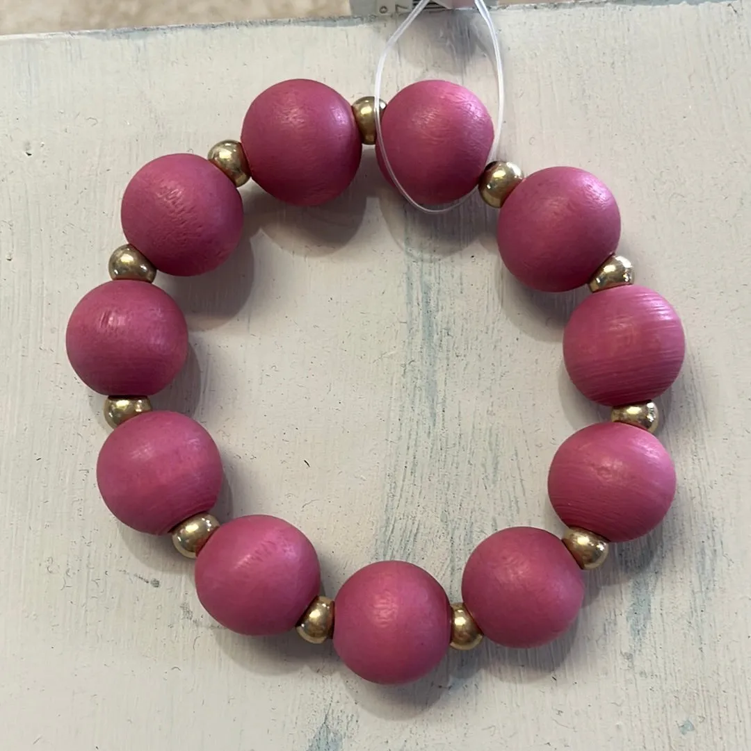 Beaded stretch bracelets-wood