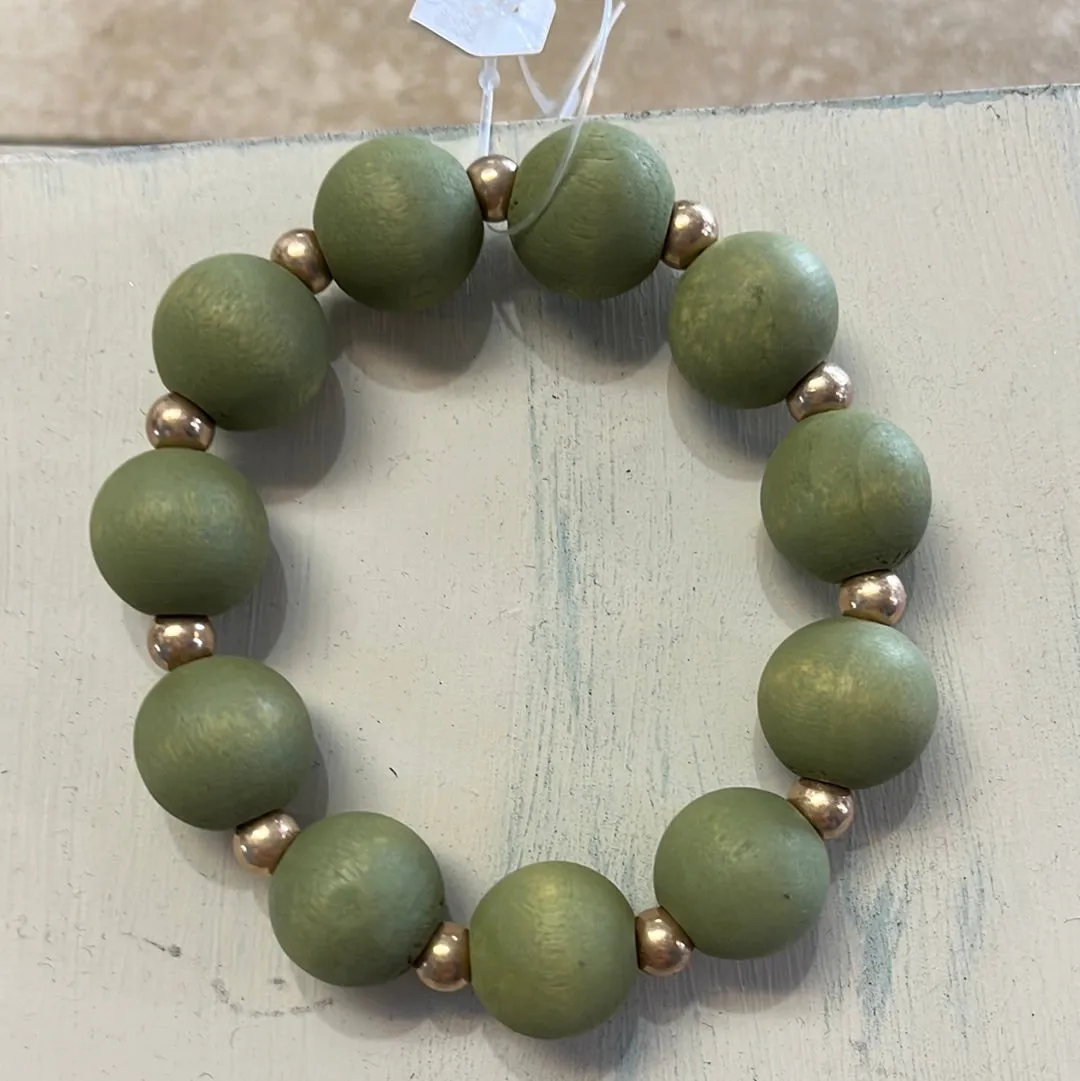 Beaded stretch bracelets-wood