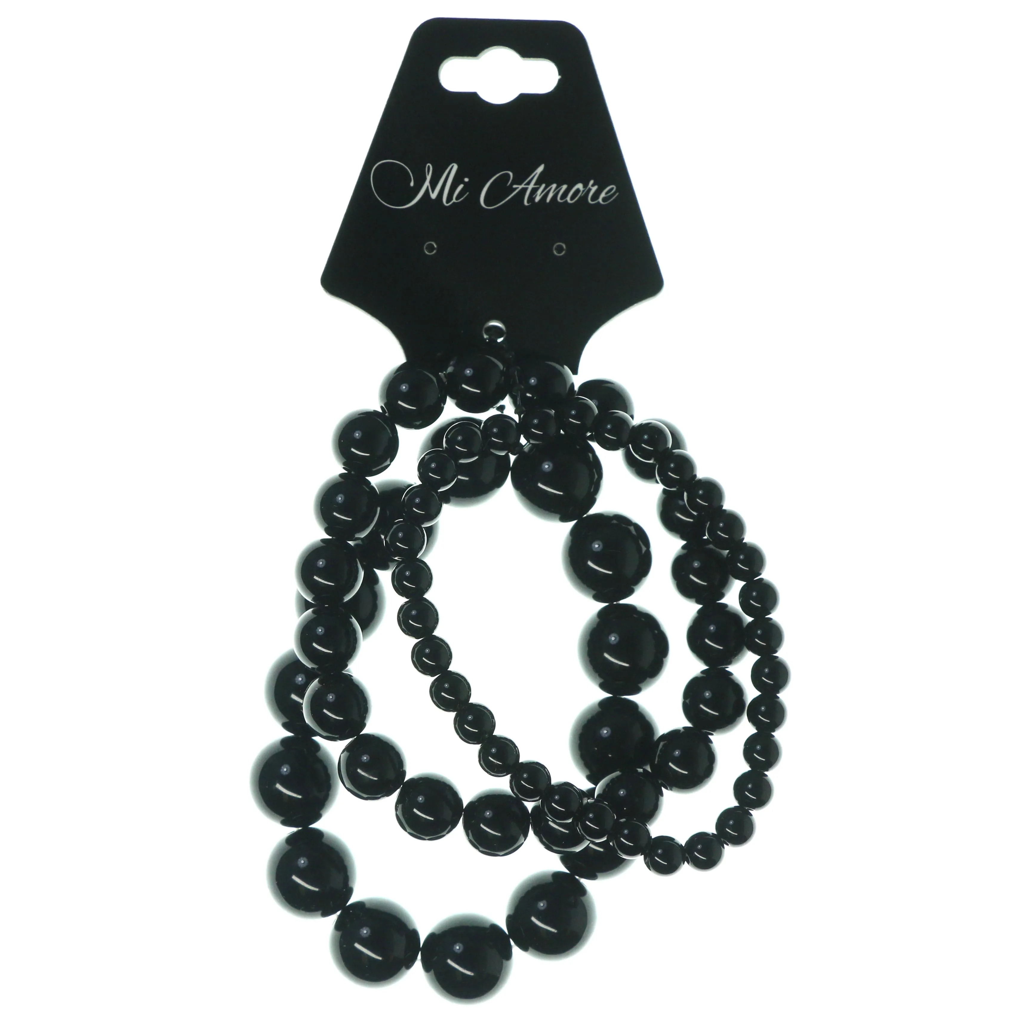 Black Acrylic Multiple-Beaded-Bracelets #3565