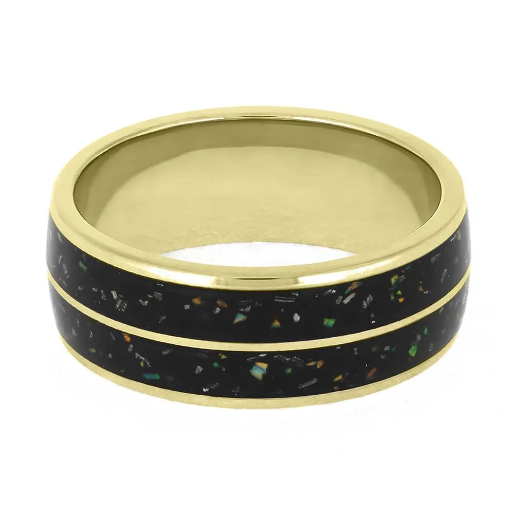 Black Opal Stardust Ring in Yellow Gold