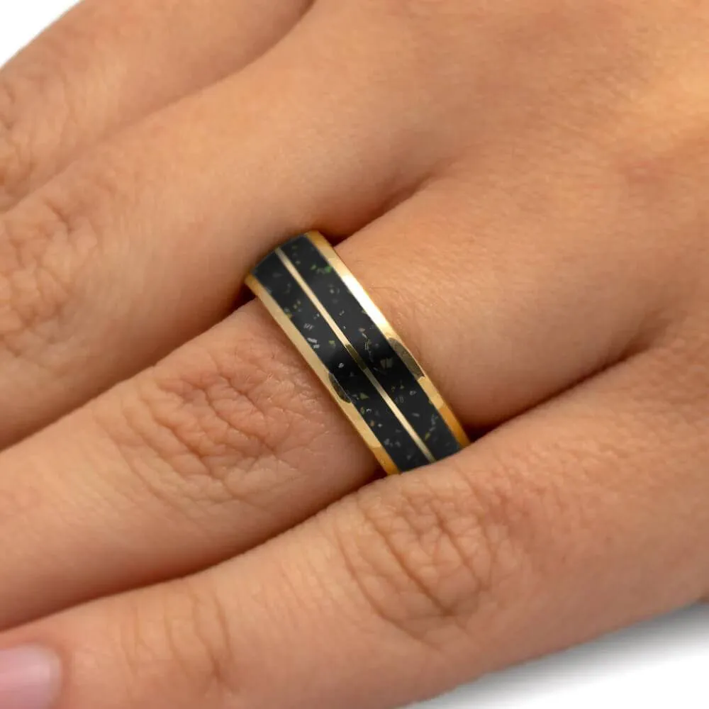Black Opal Stardust Ring in Yellow Gold