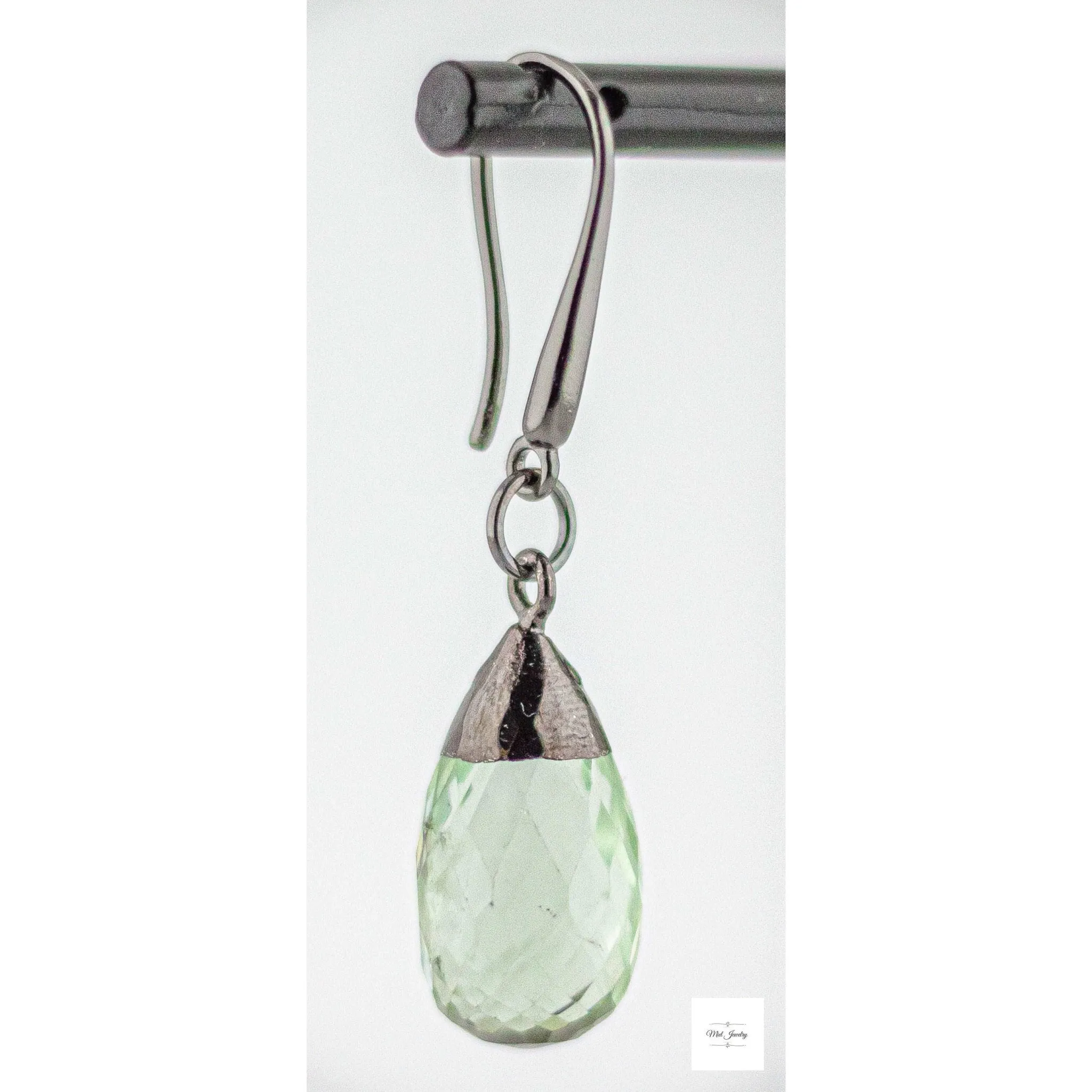 Boho Chic Green Amethyst Earrings: Prasiolite Drop Earrings