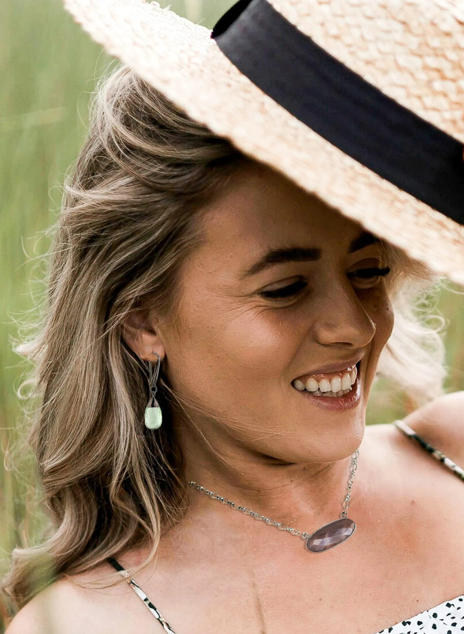 Boho Chic Green Amethyst Earrings: Prasiolite Drop Earrings