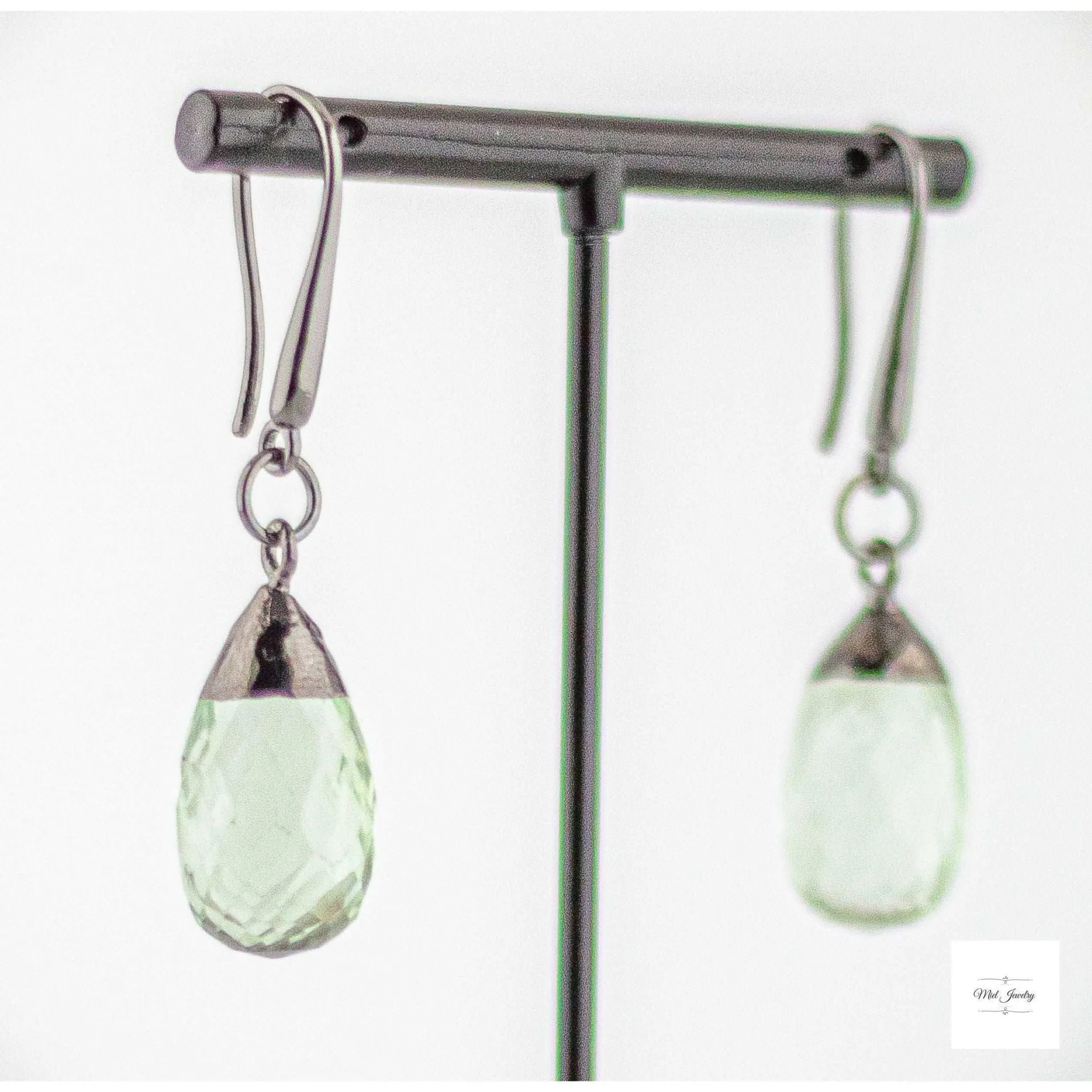 Boho Chic Green Amethyst Earrings: Prasiolite Drop Earrings