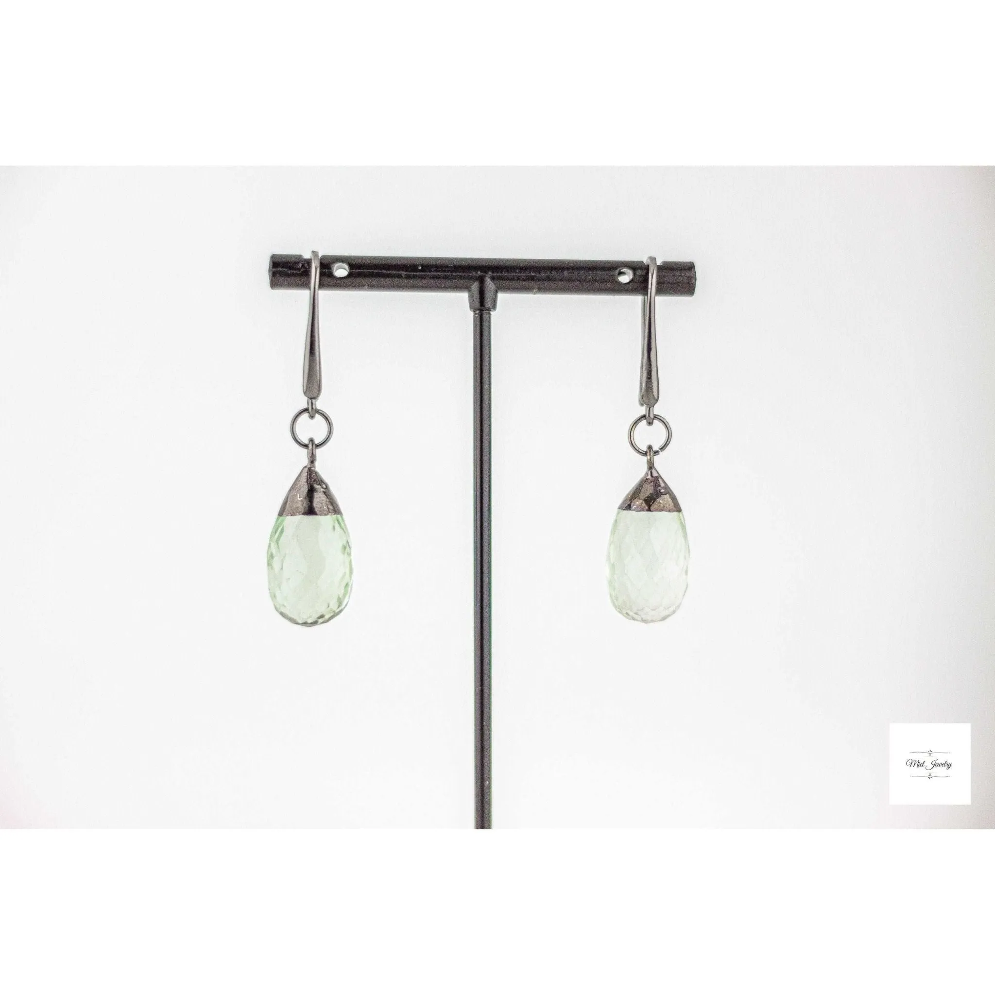 Boho Chic Green Amethyst Earrings: Prasiolite Drop Earrings