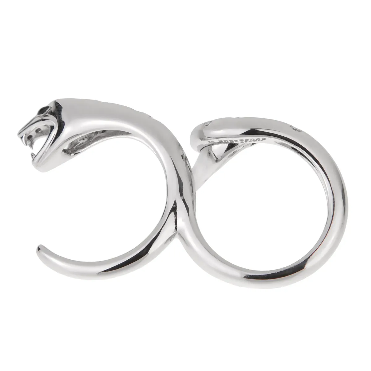 Boucheron Kaa Snake Two Finger White Gold Diamond Ring Sz 6
