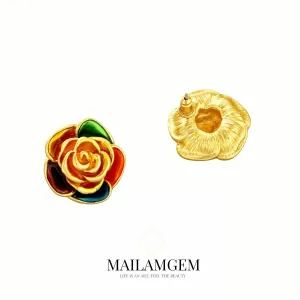 Camellia Enamel Stud Earrings