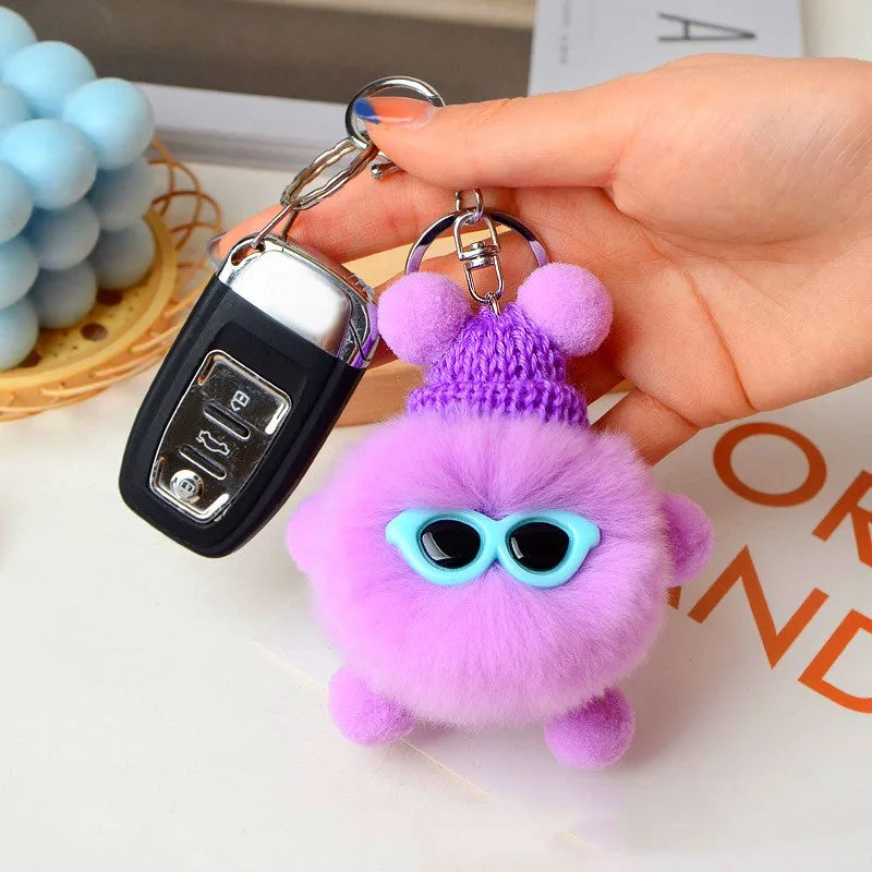Candy Plush Color Toy Keychain Funny Glasses Keyring Car Bag Pendant