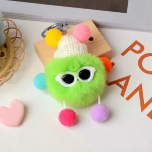 Candy Plush Color Toy Keychain Funny Glasses Keyring Car Bag Pendant