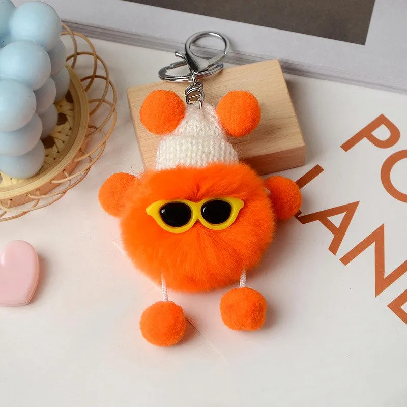 Candy Plush Color Toy Keychain Funny Glasses Keyring Car Bag Pendant