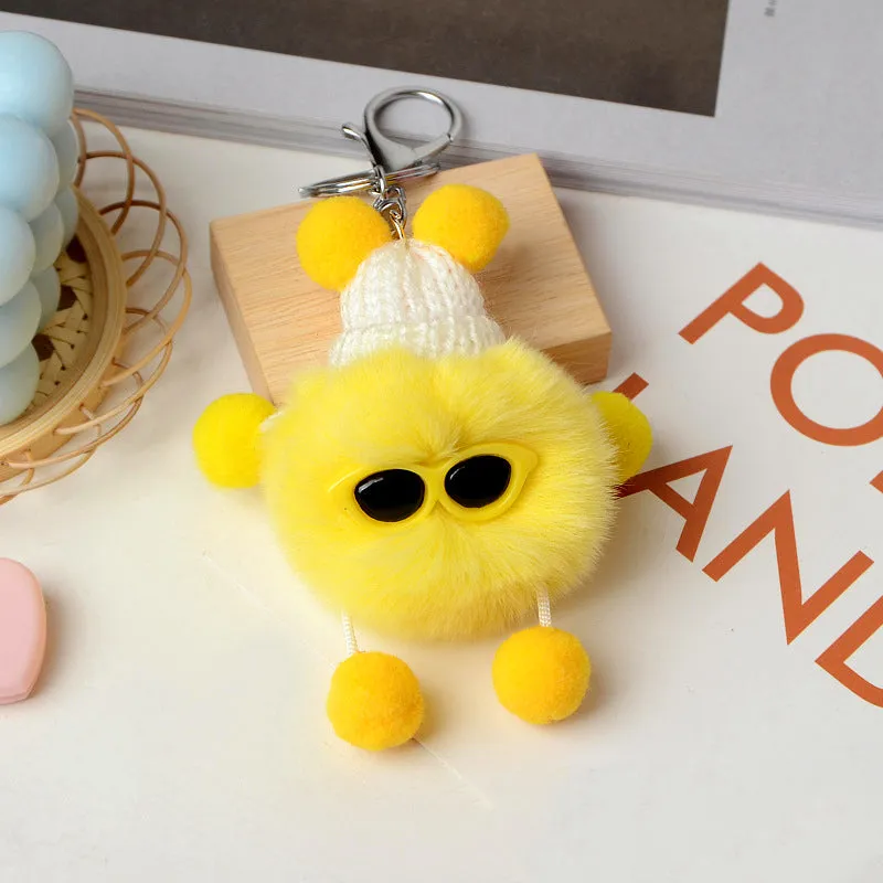 Candy Plush Color Toy Keychain Funny Glasses Keyring Car Bag Pendant