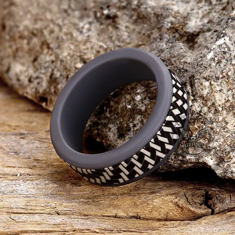 Carbon Fiber Pattern Silicone Ring Set