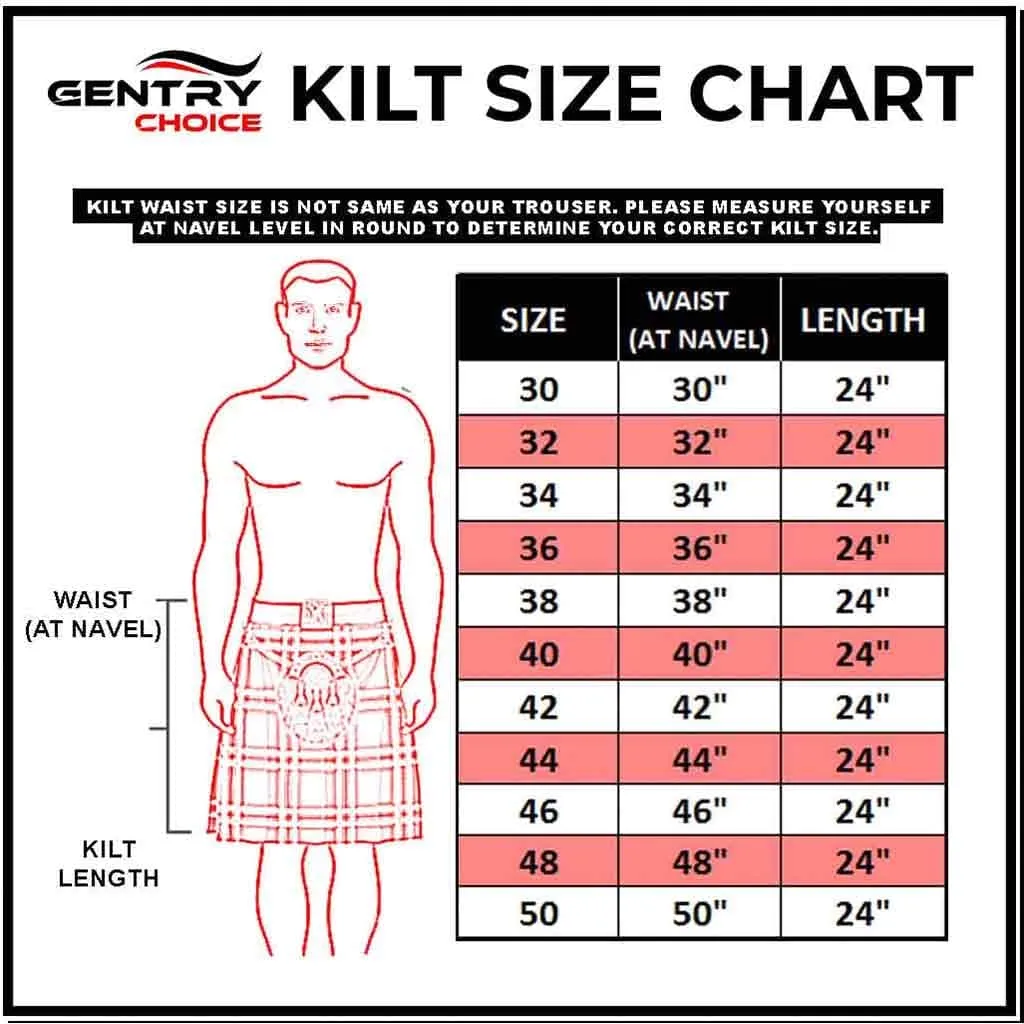 Cargo Utility Fashion Kilt Black with Silver Chains