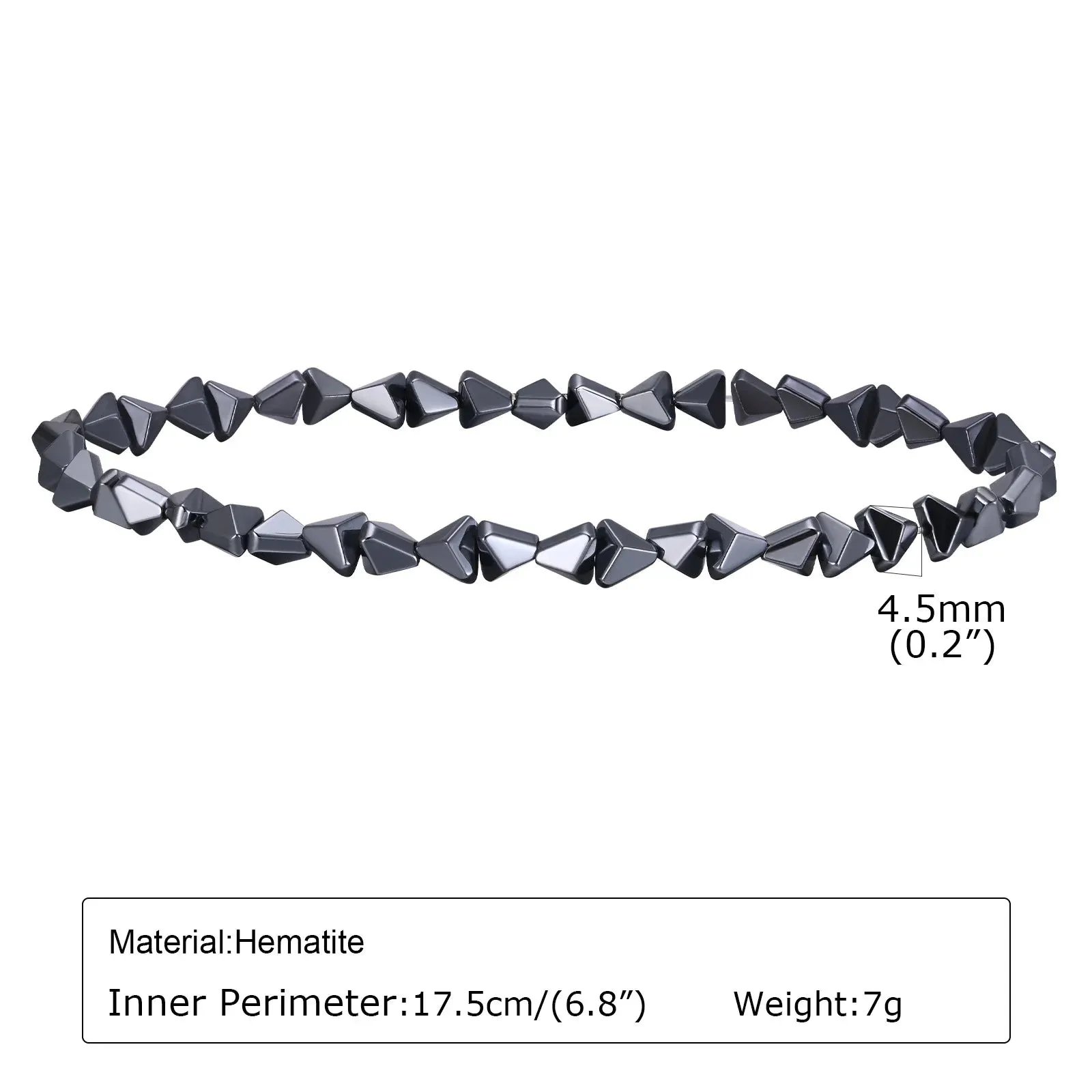 Casual Black Triangle Beads Bracelets for Men Boys,Geometric Cut Beaded Wristband