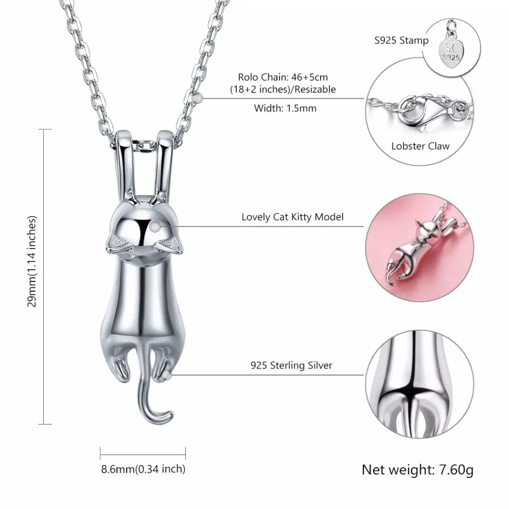 Cat Kitty 925 Sterling Necklaces