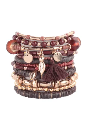 CHARM MIX BEADS W/ DAINTY PENDANT VERSATILE BRACELET SET