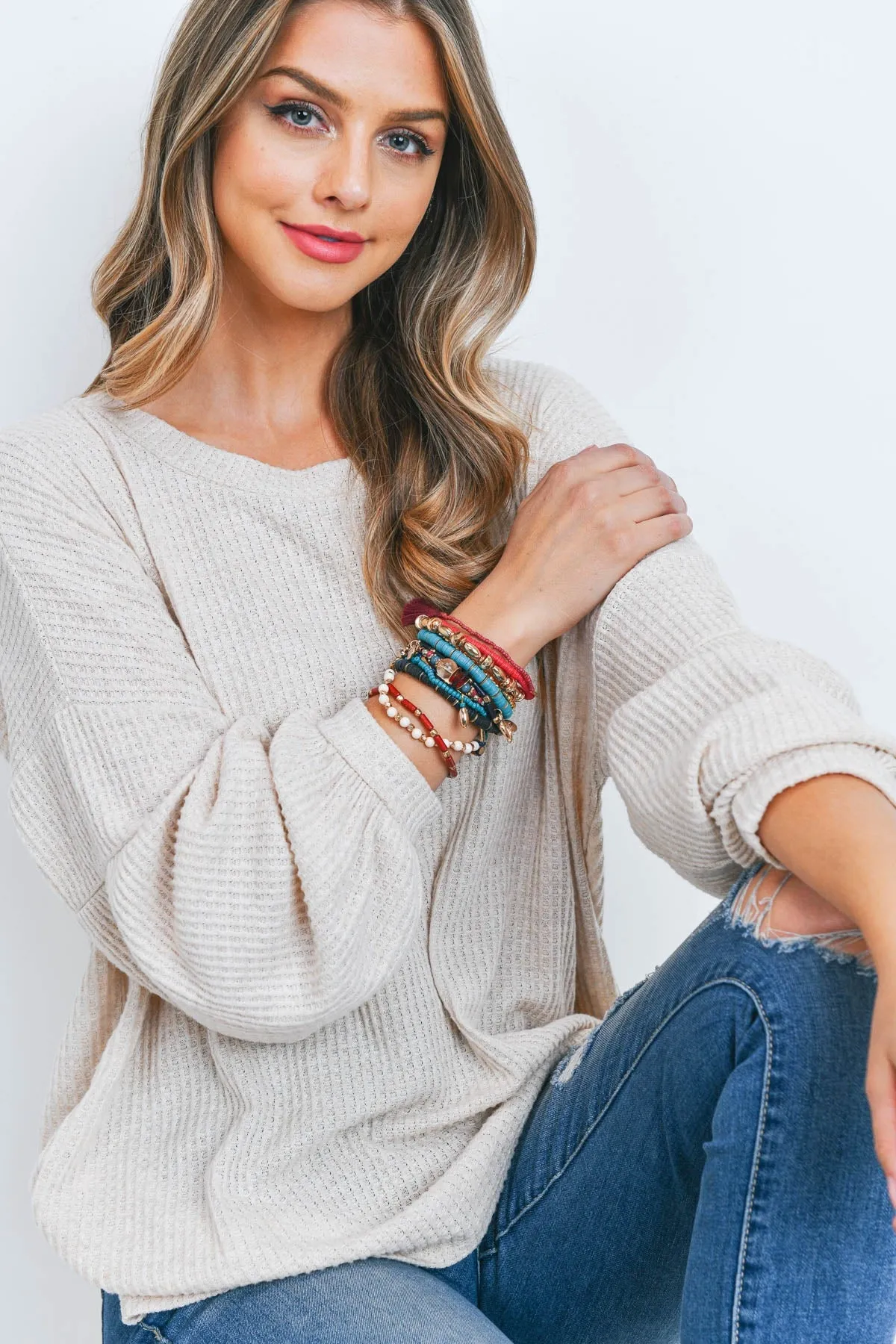 CHARM MIX BEADS W/ DAINTY PENDANT VERSATILE BRACELET SET