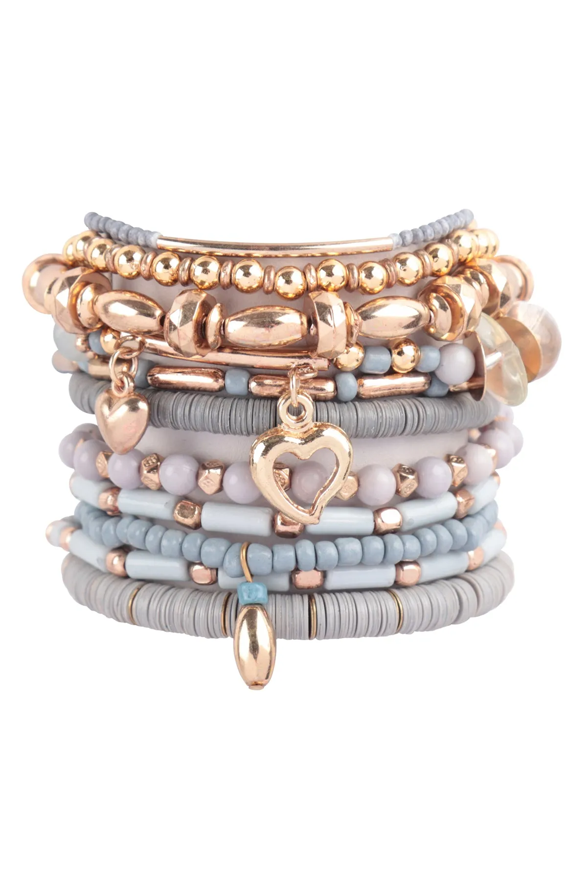 CHARM MIX BEADS W/ DAINTY PENDANT VERSATILE BRACELET SET