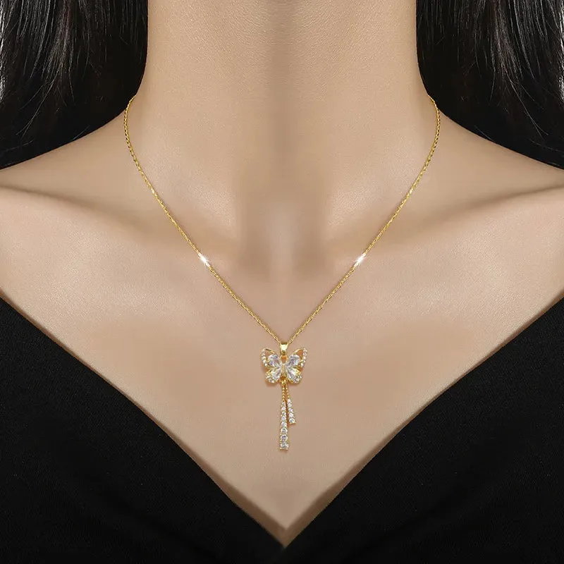 Charming Romantic White Tassel Butterfly Fashionable Necklace