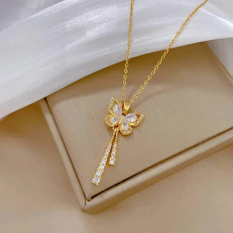 Charming Romantic White Tassel Butterfly Fashionable Necklace