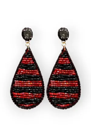Cheering Garnet & Black Stripe Earrings