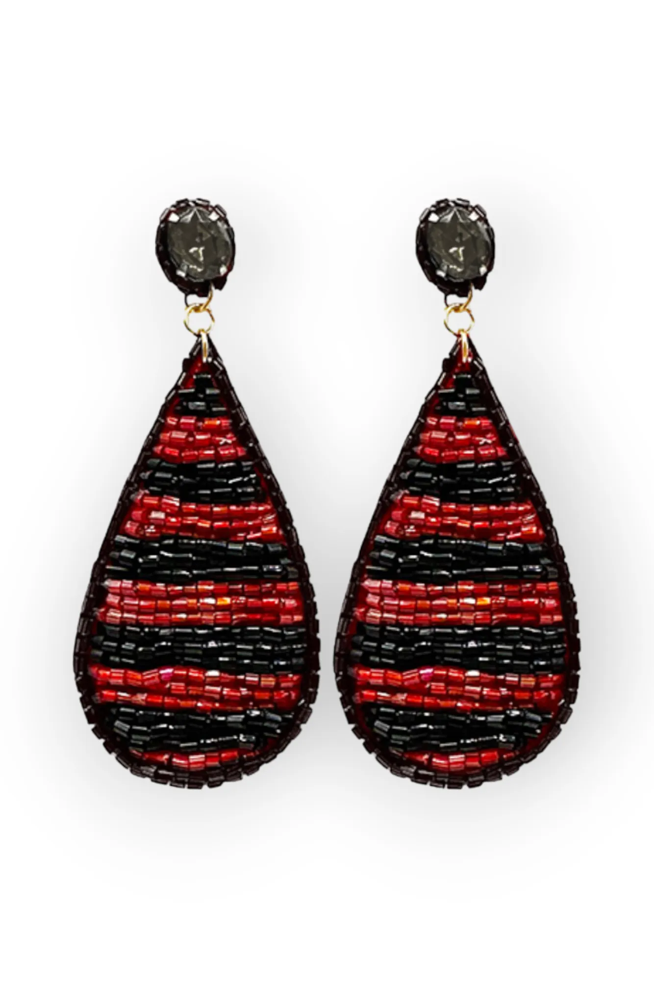 Cheering Garnet & Black Stripe Earrings