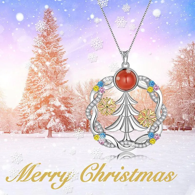 Christmas Tree Necklaces Pendant Jewelry Women Girls Christmas Gift Sterling Silver