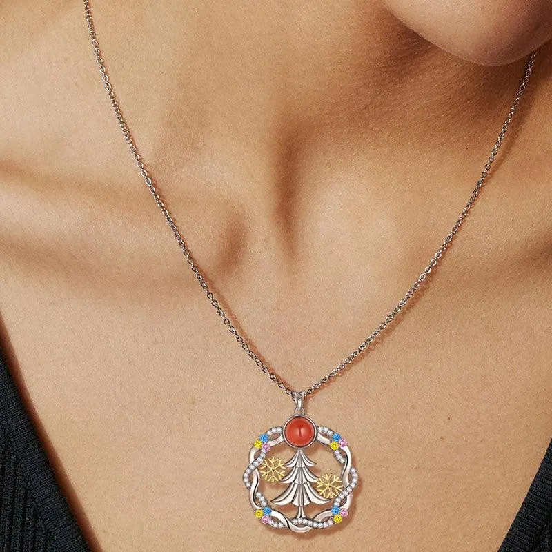 Christmas Tree Necklaces Pendant Jewelry Women Girls Christmas Gift Sterling Silver