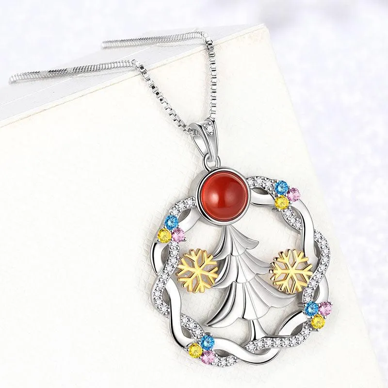 Christmas Tree Necklaces Pendant Jewelry Women Girls Christmas Gift Sterling Silver