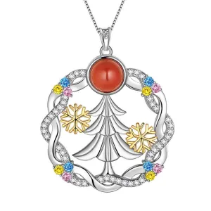 Christmas Tree Necklaces Pendant Jewelry Women Girls Christmas Gift Sterling Silver