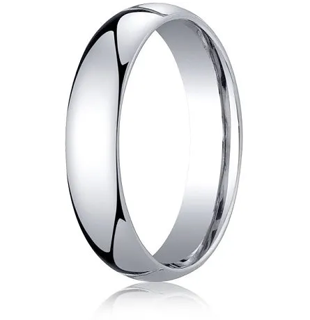 Comfort-Fit 18K White Gold Domed Wedding Band with Polished Finish – 8 mm