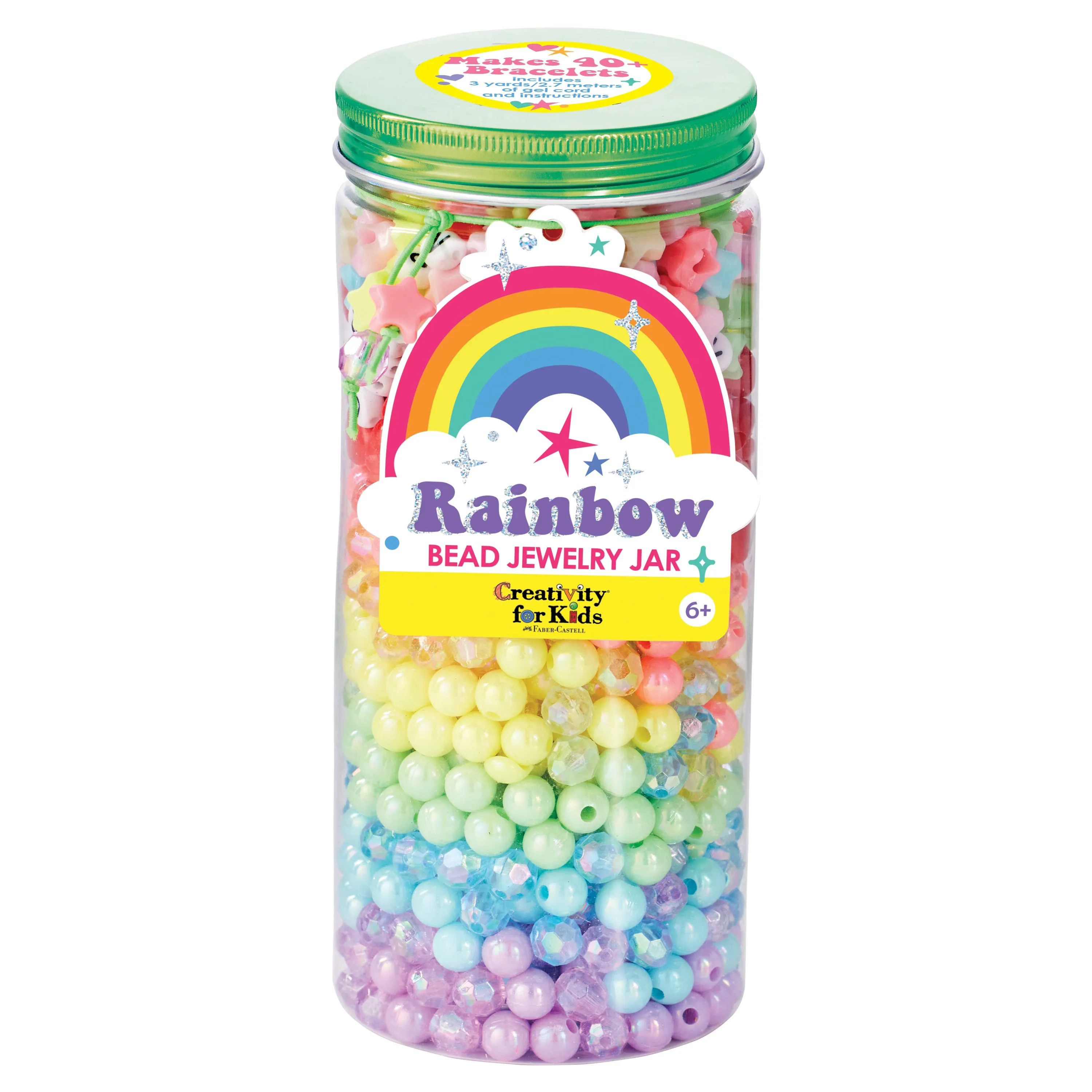 Creativity for Kids Rainbow Bead Jewelry Jar - Rainbow Themed Bracelet Making Kit