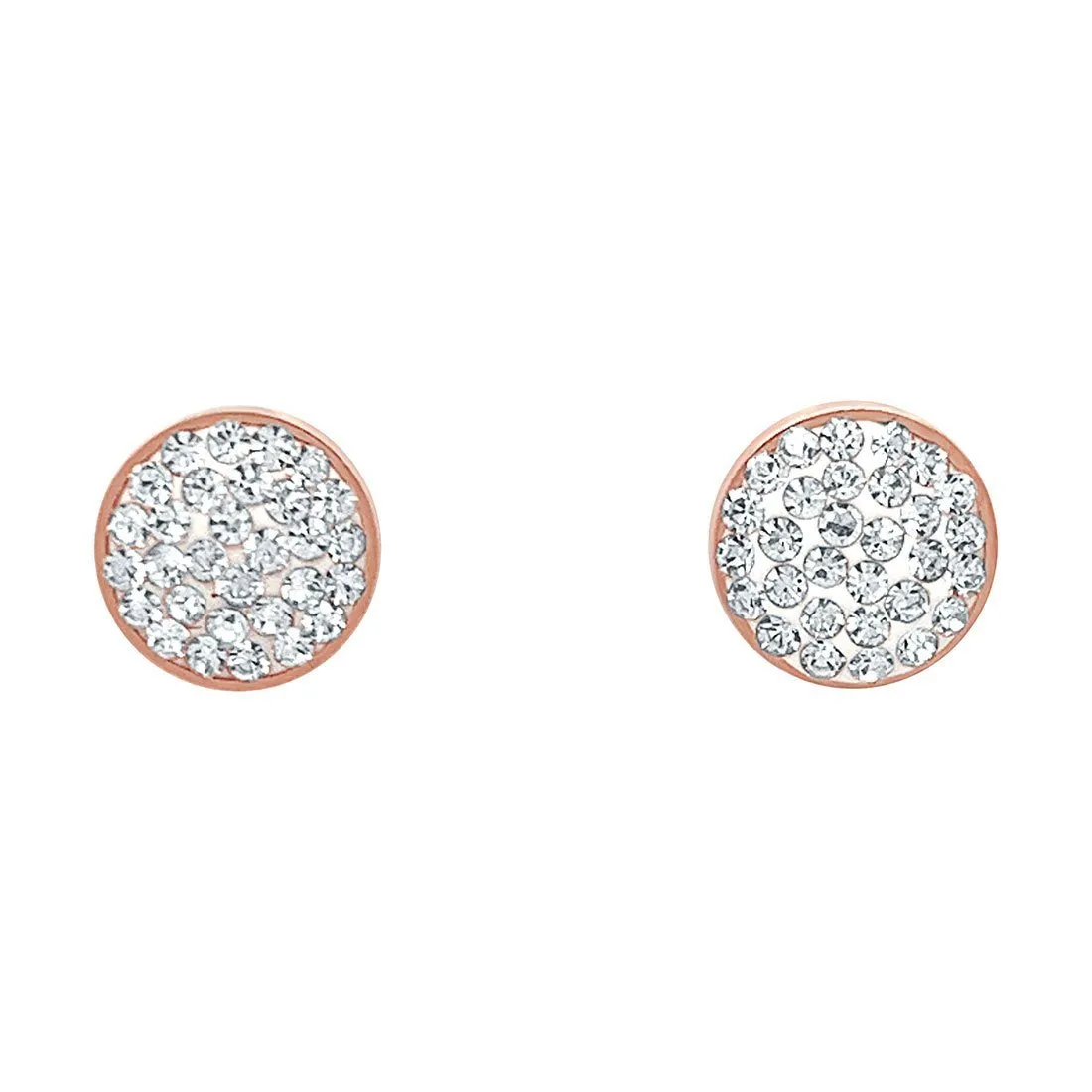 Crystal Disc Rose Stainless Steel Earrings