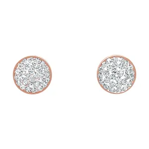 Crystal Disc Rose Stainless Steel Earrings