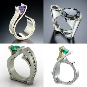 Cute Unisex Stylish Rings Silver Gold Wedding Rings