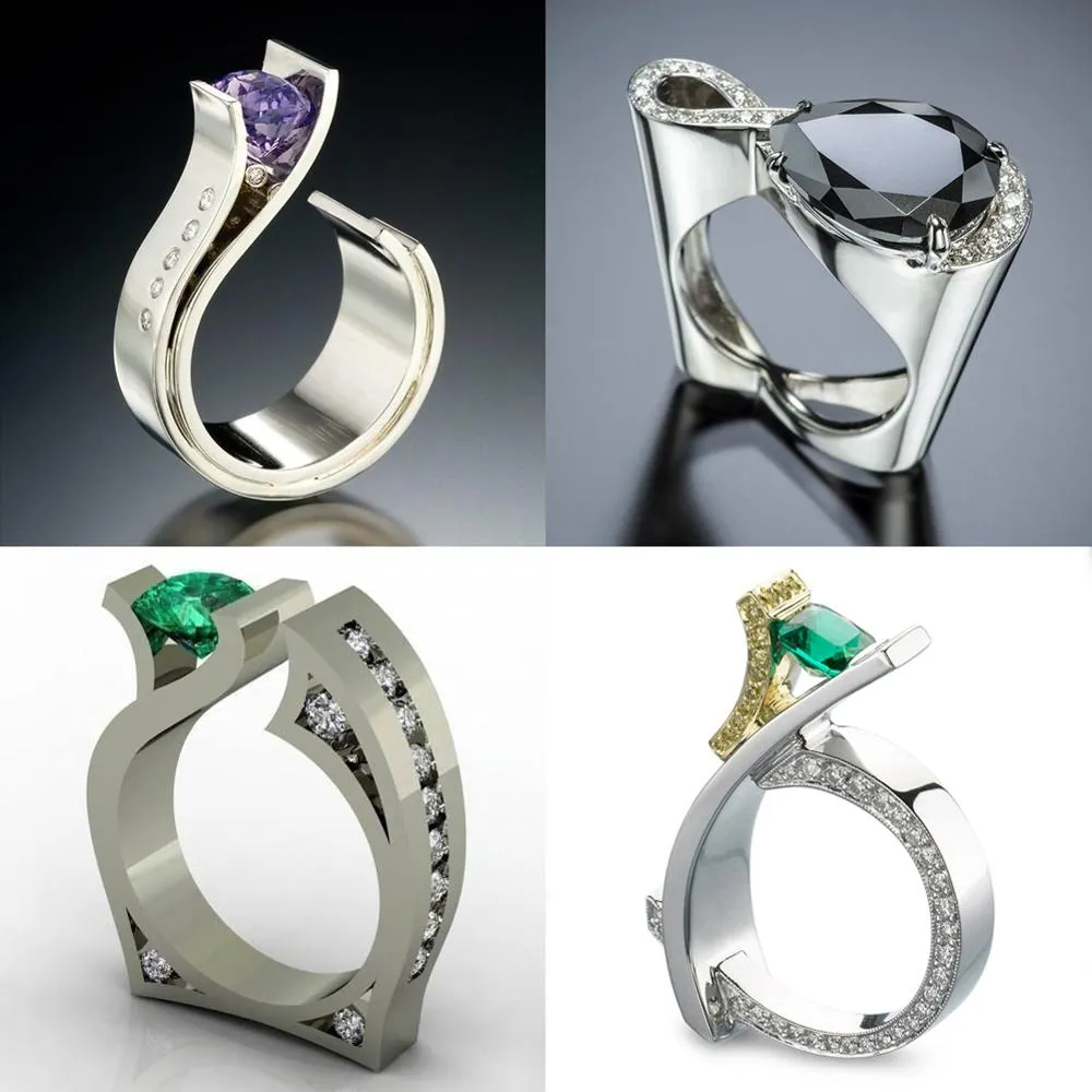 Cute Unisex Stylish Rings Silver Gold Wedding Rings