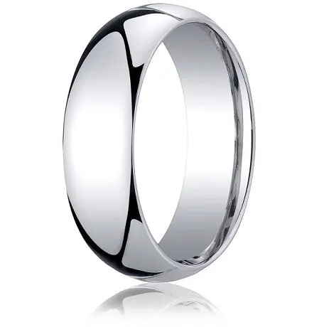 Designer 14K White Gold Wedding Ring with Domed Comfort Fit – 8 mm