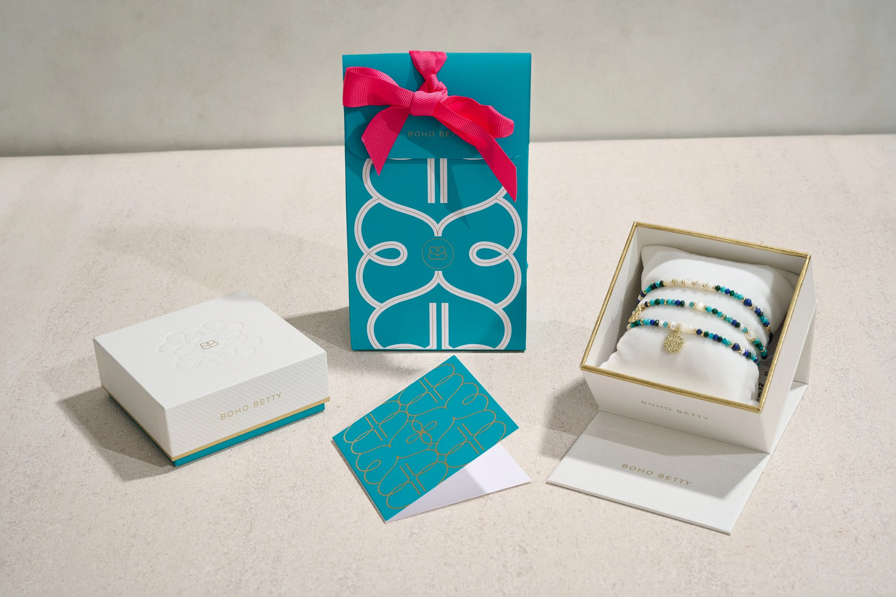 Drift 3 Layer Turquoise Gold Bracelet Stack