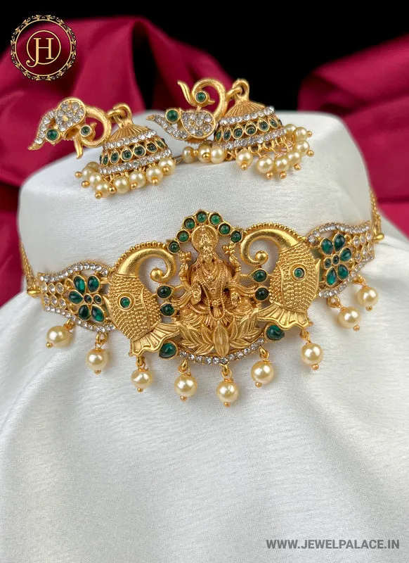 Elegant Gold Plated Designer Necklace With Earrings JH2354