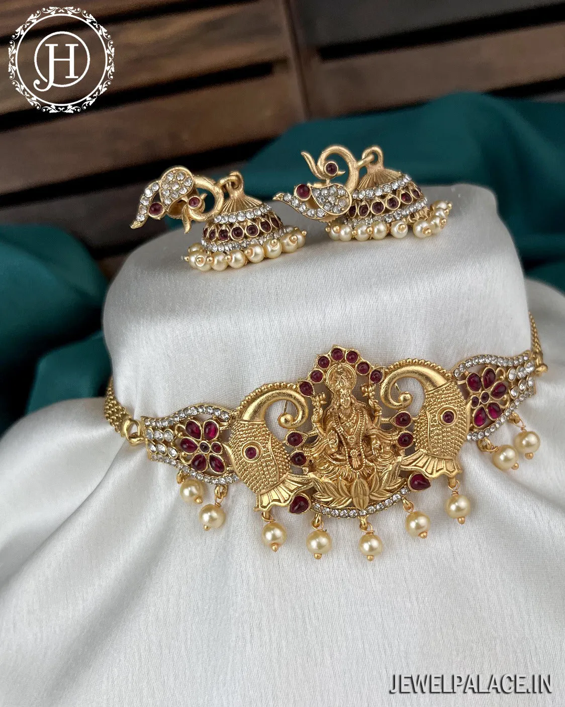 Elegant Gold Plated Designer Necklace With Earrings JH2354