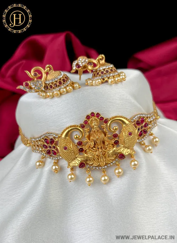 Elegant Gold Plated Designer Necklace With Earrings JH2354