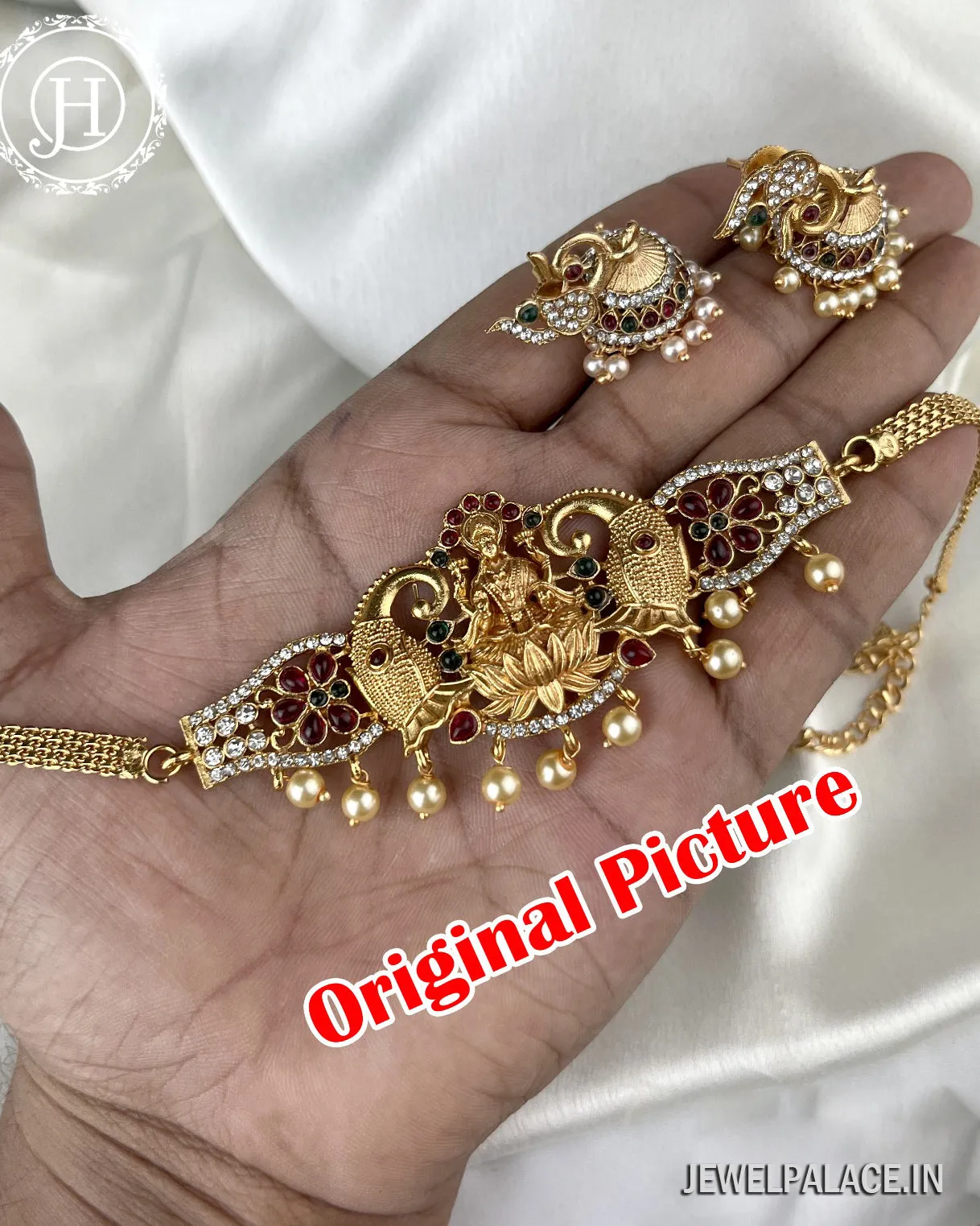 Elegant Gold Plated Designer Necklace With Earrings JH2354