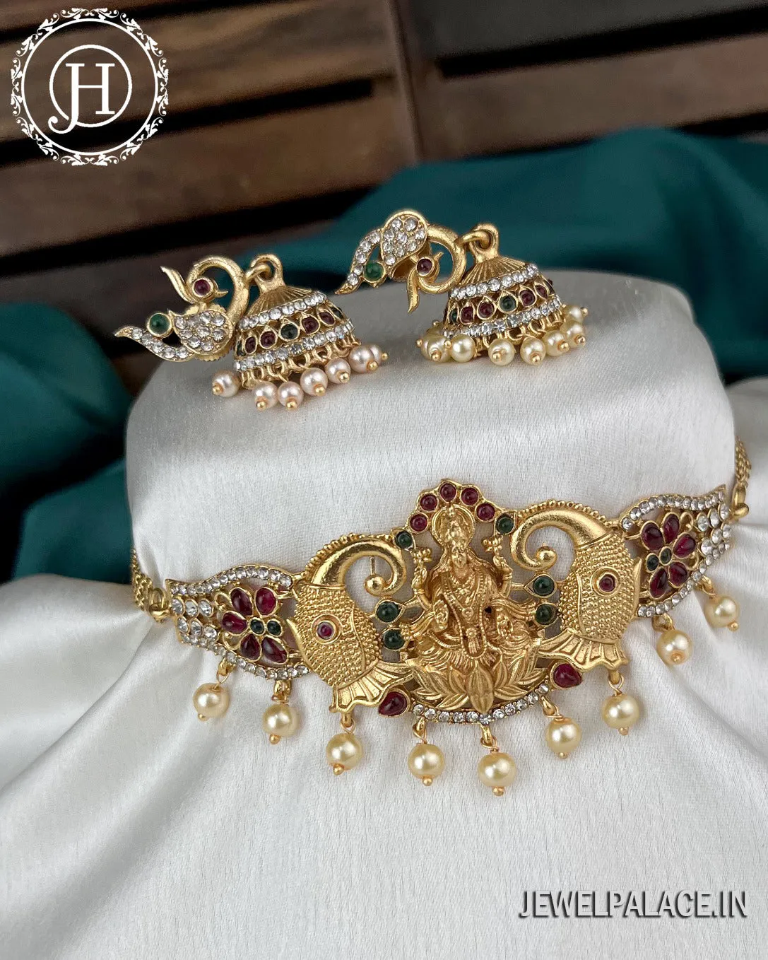 Elegant Gold Plated Designer Necklace With Earrings JH2354