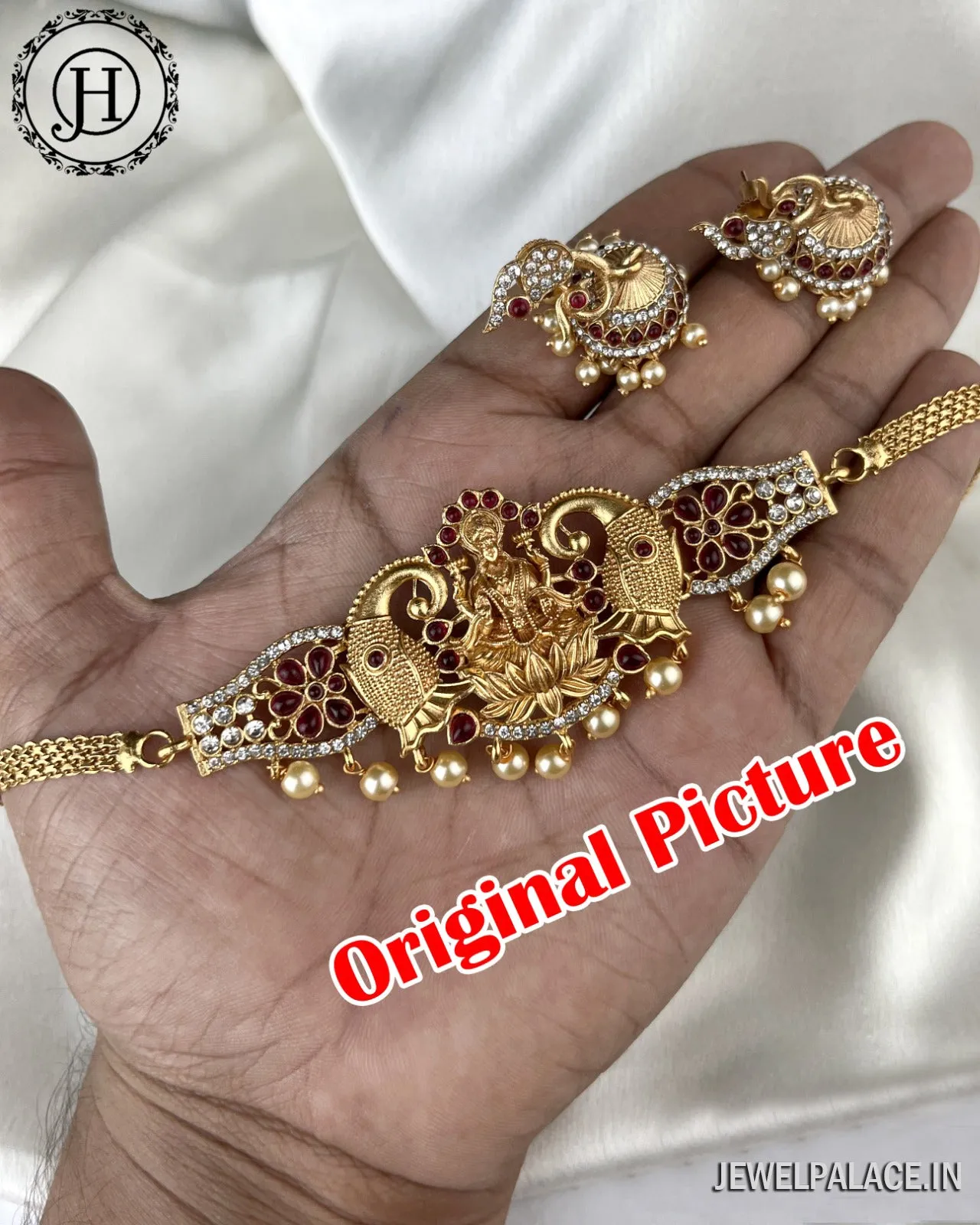 Elegant Gold Plated Designer Necklace With Earrings JH2354