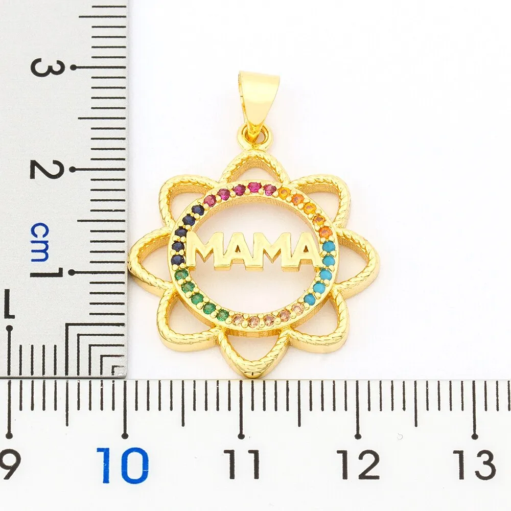 Elegant Mother's Day Gift MaMa Letter Name Pendant Sunflower Chain Necklaces