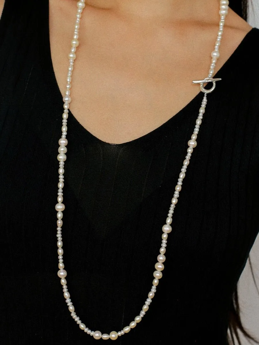 Elegant Ombre Pearl Long Beaded Necklace