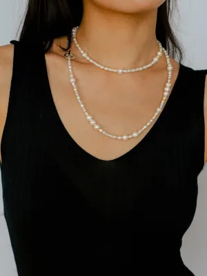 Elegant Ombre Pearl Long Beaded Necklace